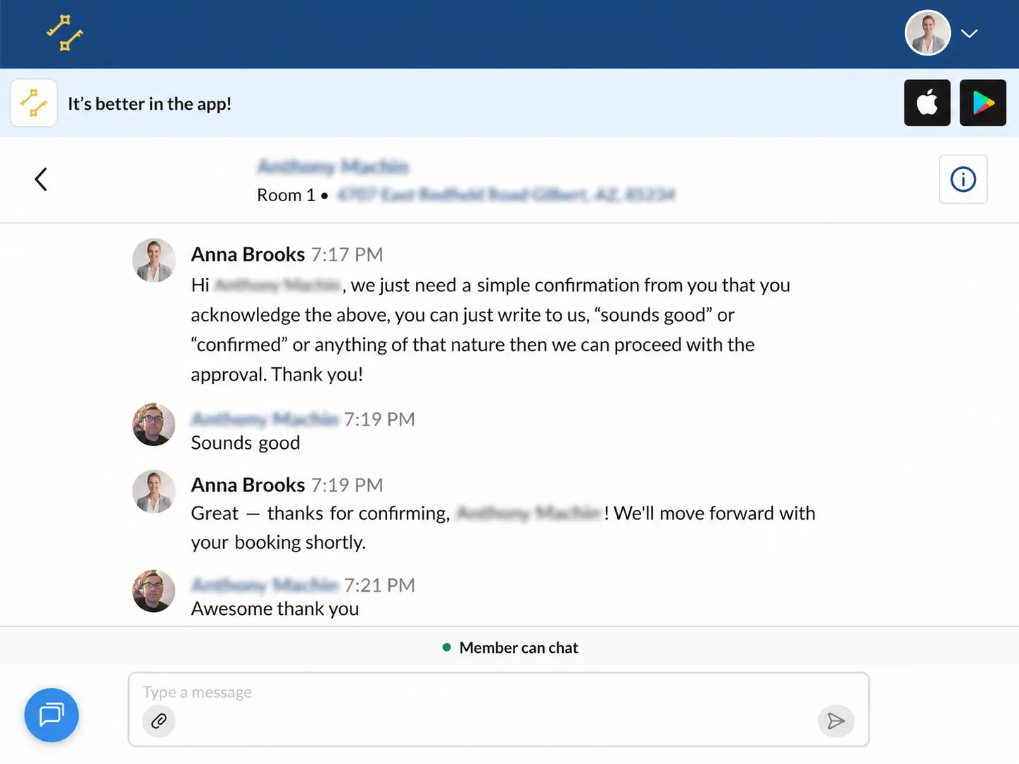 Follow-up message asking the prospect to confirm the house rules